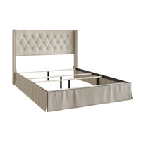 Home Design Billy Upholstered Panel Bed Frame with 2 Nightstands, Warm Gray/Light Gray