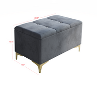 Home Design Pierre Upholstered Panel Bed Frame with Storage Bench, Gray