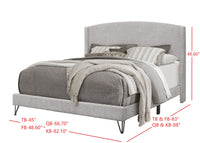 Home Design Natty Upholstered Panel Bed Frame, Gray