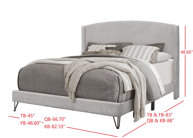 Home Design Natty Upholstered Panel Bed Frame, Gray